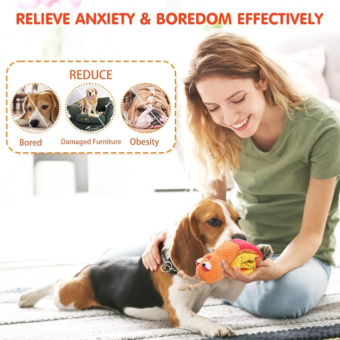 lilfrd Dog Puzzle Enrichment Toy, Squeaky Crinkle Plush Snail Pup Toys | Mental Enrichment, Boredom Relief, Fits Small Medium Large dogs
