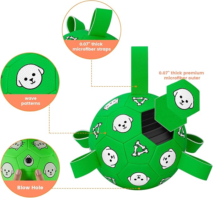 Dog Soccer Ball with Straps, 6in, Jolly Ball, Floating
