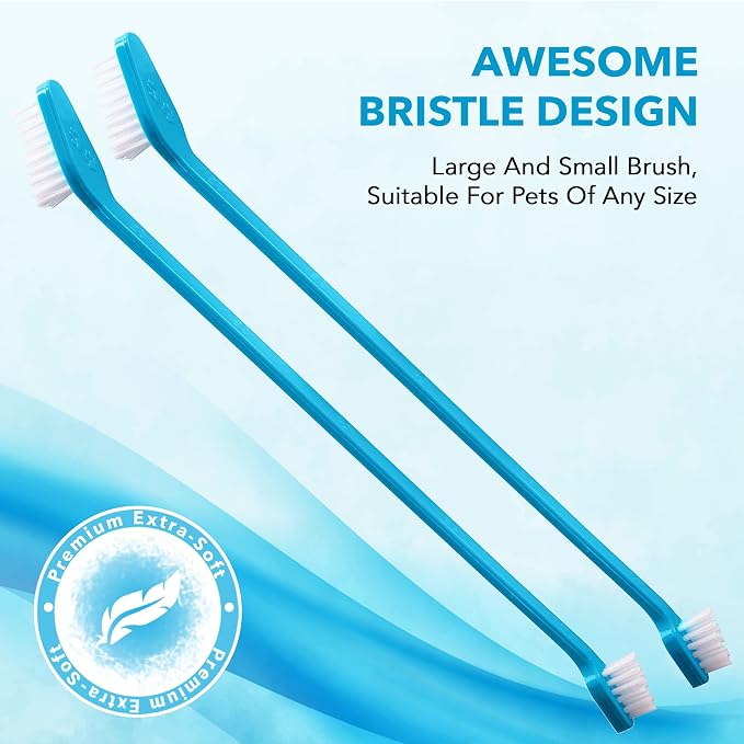 Boshel Pet Toothbrush, 2 Dog Tooth Brush with Dogs Finger Toothbrush for Small and Large Breeds, 3 Pack