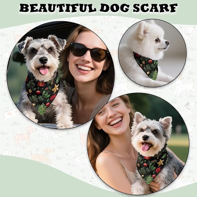 Jeiento Christmas Tree Dog Bandana Reversible Christmas Dog Scarf for Boy Girl Dogs Christmas, Small, Polyester, Christmas Tree