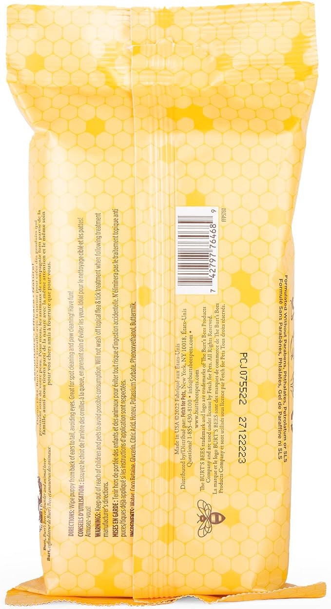 Burt’s Bees for Pets Gentle Cleansing Puppy Wipes with Buttermilk - Hypoallergenic, 98% Natural Origin Wipes That Gently Cleanse and Condition, Safe Formula, 50 Count - 6 Pack