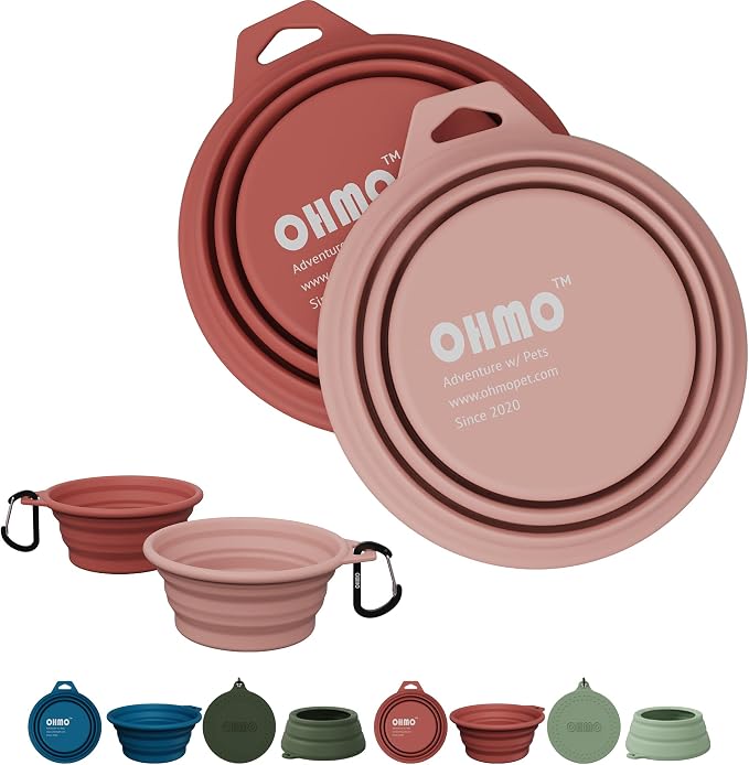 OHMO Collapsible Dog Bowl, 2 Pack, 12oz/400ml