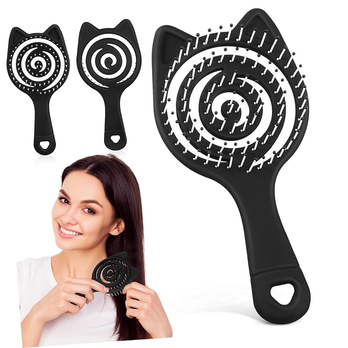 3pcs Cat Spa Tool Detangler Brush Scalp Massager Vented Hair Brush for Women Gentle and Comfortable for Hair Types