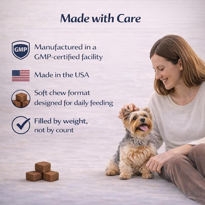 Skin & Coat Soft Chews for Dogs with Omega-3 Fish Oil (EPA & DHA), Biotin, Vitamins A & D3 - Approx. 60 Soft Chews - Made in the USA