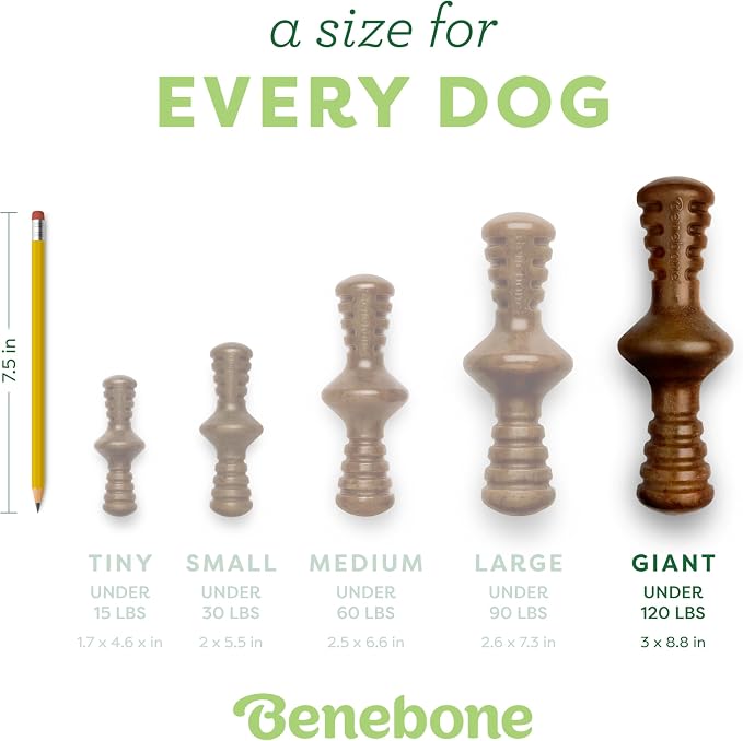 Benebone Zaggler Rolling Dog Chew Toy for Aggressive Chewers, Real Bacon, Made in USA, Giant