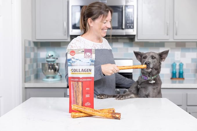Wild Eats Salmon Flavor Collagen Retriever Style Cheek Roll 10" Dog Chews-3 Pack (Long Lasting Dog Chews Treats & Bones for Medium Dogs) Substitute for Pig Ears for Dogs