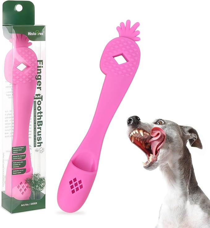 Pink Pineapple-Shaped Dog Finger Toothbrush 5.98in/15.2cm | Anti-Slip&Anti-Fall,Soft TPR,Dog Finger Toothbrush Cover,Cat Finger Toothbrush,Pet Dental Care Toothbrush for Dogs and Cats