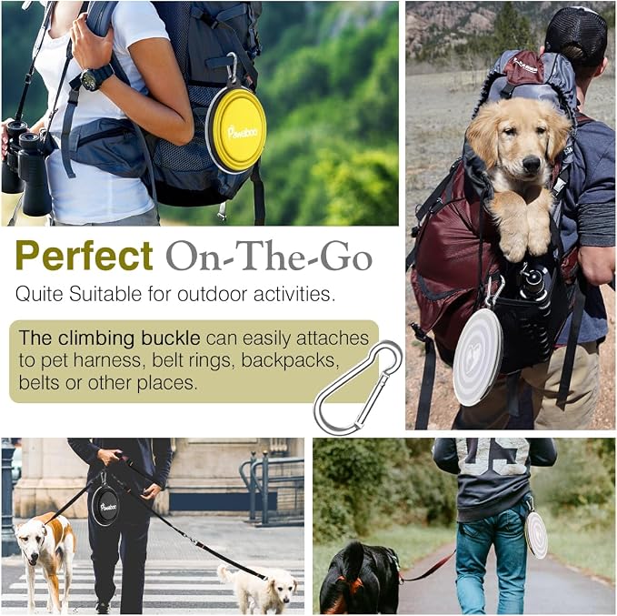 Pawaboo Collapsible Dog Bowls, 2 Pack, 1000ml, Yellow+Black