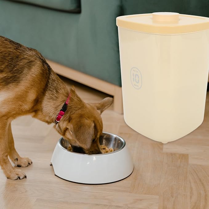 BESPORTBLE Airtight Large Capacity Vacuum Sealed Pet Food Storage Container for Dog and Cat Food, Moisture-proof Yellow Plastic Bin Suitable for Home Kitchen and Pet Feeding