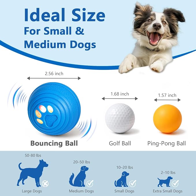 Smart Interactive Dog Ball for Aggressive Chewers, Self Moving Toy, E-TPU | Vibrating Dog Ball with 4 Play Modes, Moving & Bouncing Ball for Dogs, Smart Self Rolling Dog Toy for Small Medium Dogs