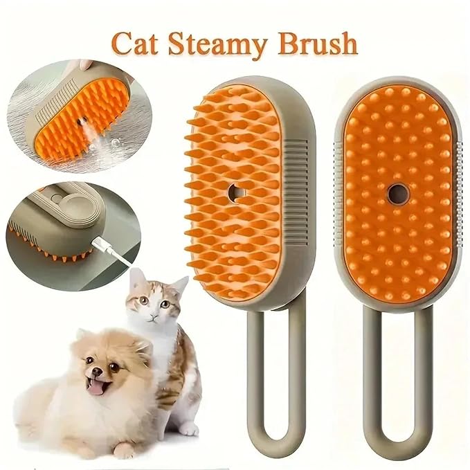 1pcs One - Click Spray Pet Brush For Cats & Dogs - Foldable & Rotatable - Ideal For Hair Combing, Bathing & Hair Removal(White)
