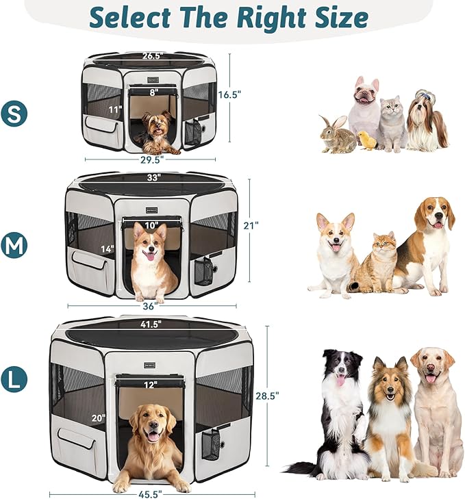 PETSFIT Portable Dog Playpen, 36in, with Waterproof Mat