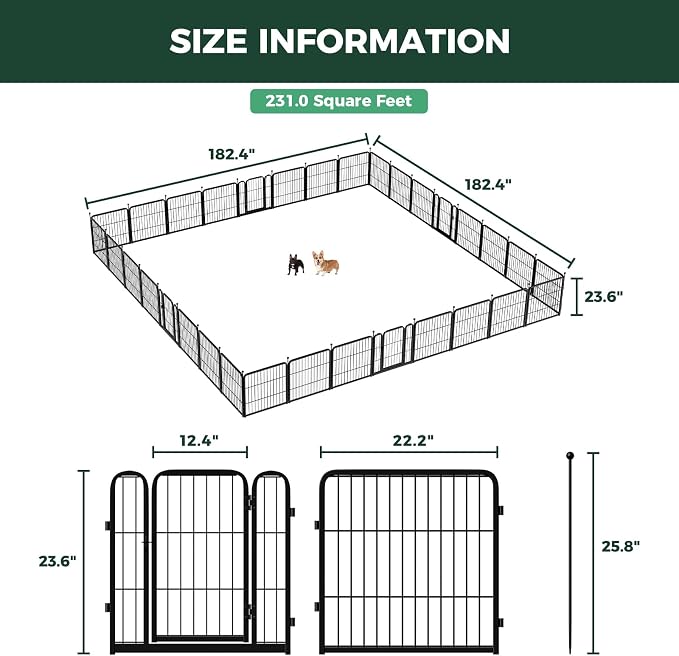 FXW Rollick Unleashed Dog Playpen, 24in, 32 Panels, Small/Puppy, Black