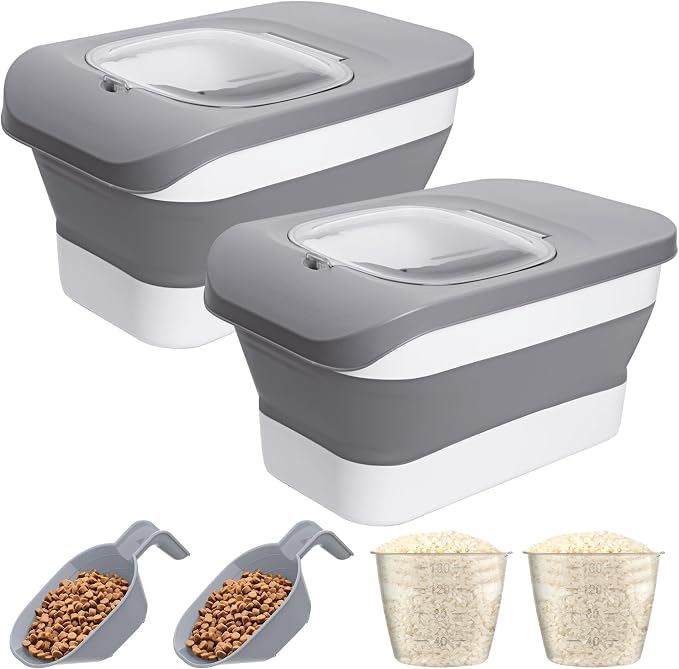 10-26Lbs Airtight Dog Food Container 2Pcs, 2-Pack, 26Lbs, Light Grey-2