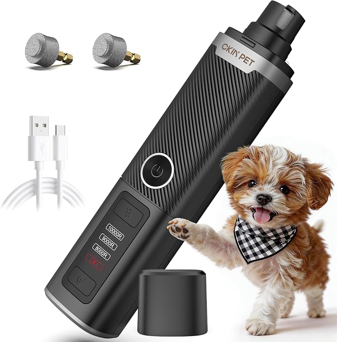 Dog Nail Grinder with 2 LED Lights, 3-Speed, Black