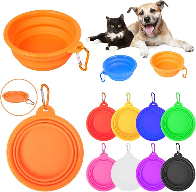 PROLOSO 9 Pcs Collapsible Dog Bowl with Carabiner