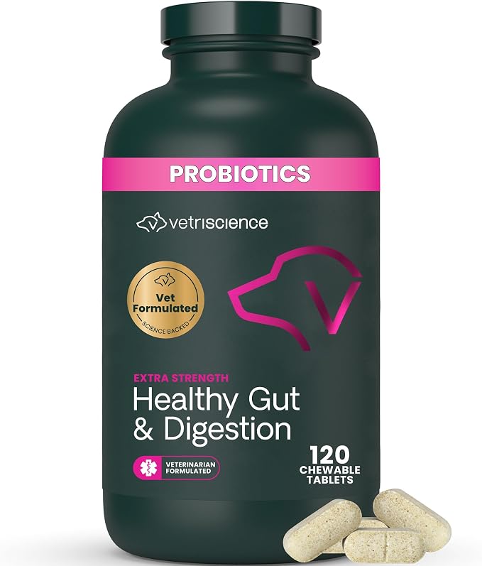 VetriScience Extra Strength Healthy Gut & Digestion Tablets, 120 Count