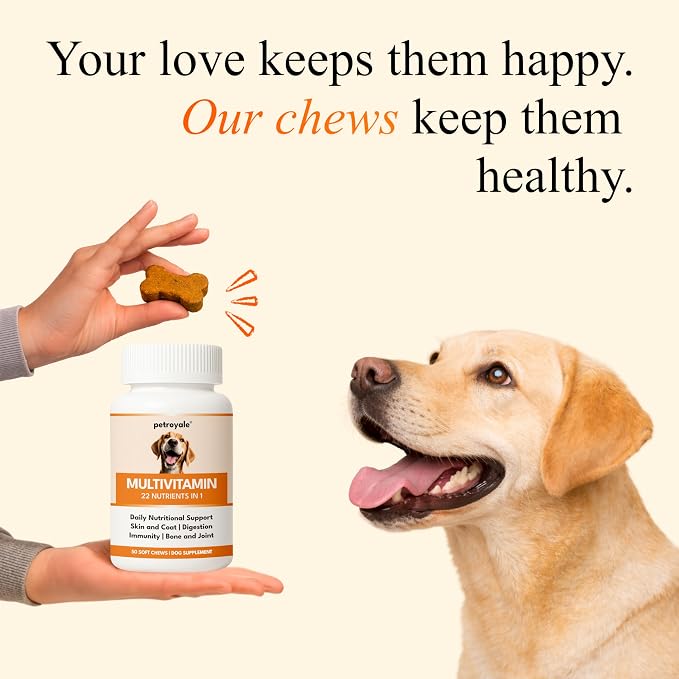 22 in 1 Dog Multivitamin Chews - Taurine Dog Multivitamin & Taurine Supplements for Dog - Dog Vitamins & Supplements for Joints, Skin, Coat & Immunity - Daily Multivitamin (50 Soft Chews)