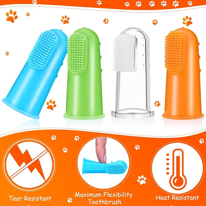 Nuogo 80 Pack Bulk Dog Toothbrush Soft Finger Brushes, Pet Finger Toothbrush for Easy Teeth Cleaning, Soft Dental Care Brush for Dogs, Small Cats and Puppies