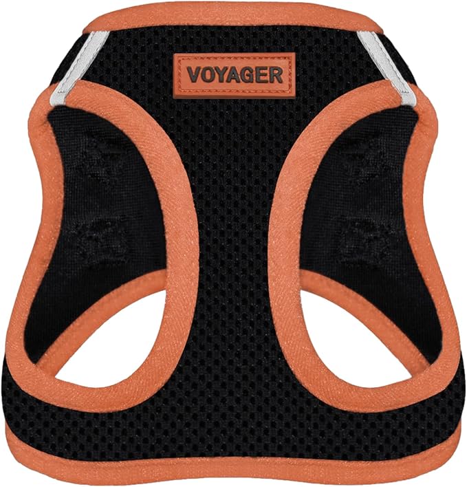 Voyager Step-in Air Dog Vest Harness - Black/Orange Trim, Small | 14.5-16" in Chest, Reflective Bands, All Weather Breathable Air Mesh, Cats Compatible, Lightweight, Fast Drying