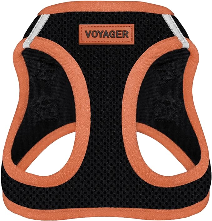 Voyager Step-in Air Dog Vest Harness - Black/Orange Trim, X-Large | 20.5 - 23" in Chest, Reflective Bands, All Weather Breathable Air Mesh, Cats Compatible, Lightweight, Fast Drying