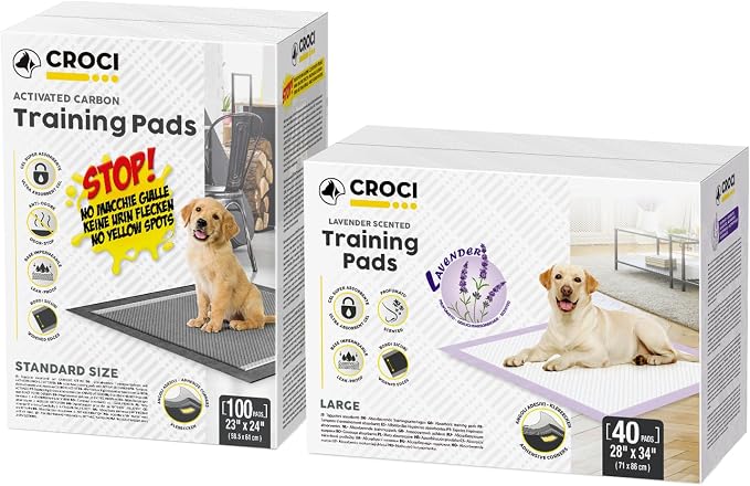 CROCI Dog Pads Lavender Scented 28x34in 40 Counts, Charcoal 23x24in 100 Counts