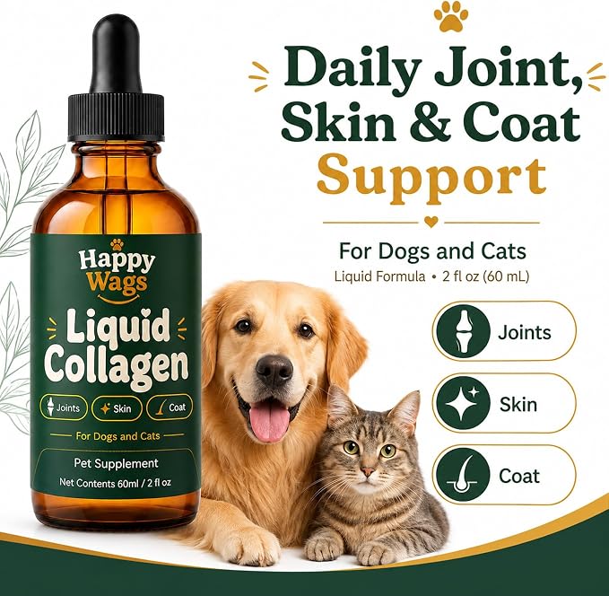 HappyWags Liquid Collagen, Joint, Skin & Coat Support, 2 fl oz (60 mL)
