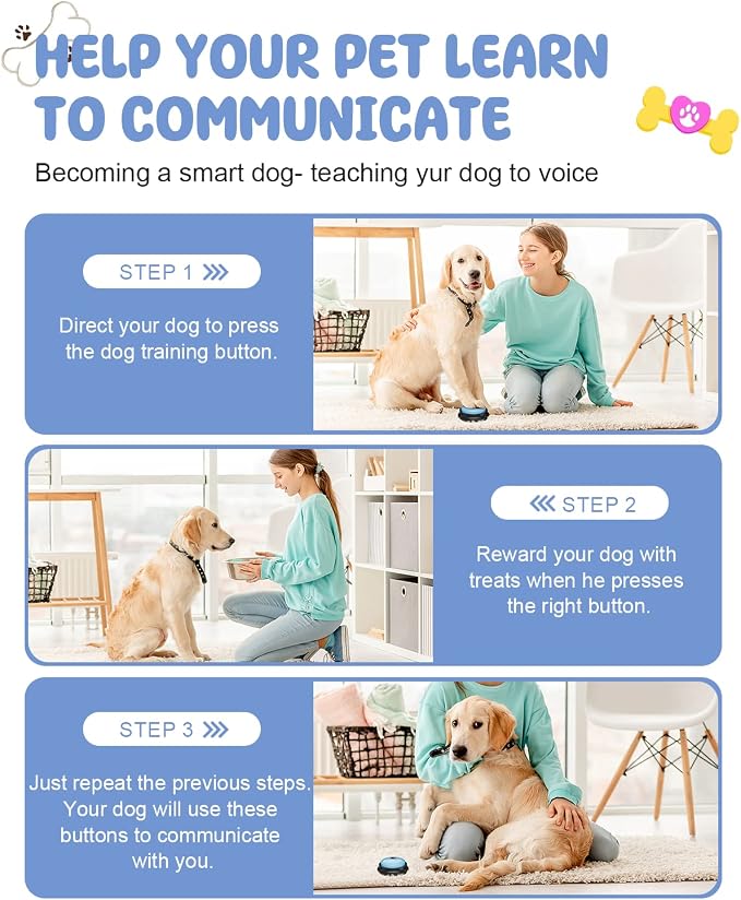 Dog Buttons for Communication, 8 Pcs Talking Set, with Anti-Slip Mat