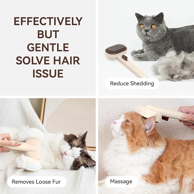 Aumuca Cat Brushes for Indoor Cats Dog Hair Brush for Shedding Long or Short, Brown