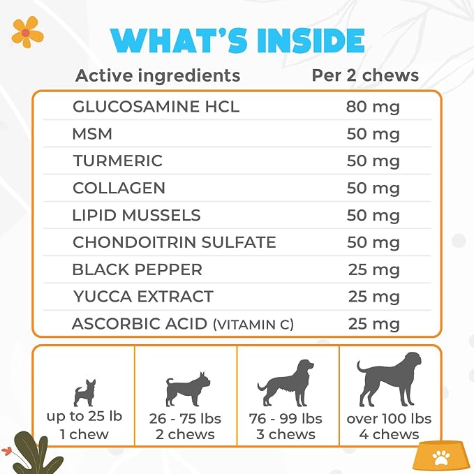 ZENO Glucosamine HCL & Hip and Joint Chews for Dogs - 150 pcs - Advanced Hip and Joint Support for Senior Dogs - with MSM & Green Lipped Mussel - Duck