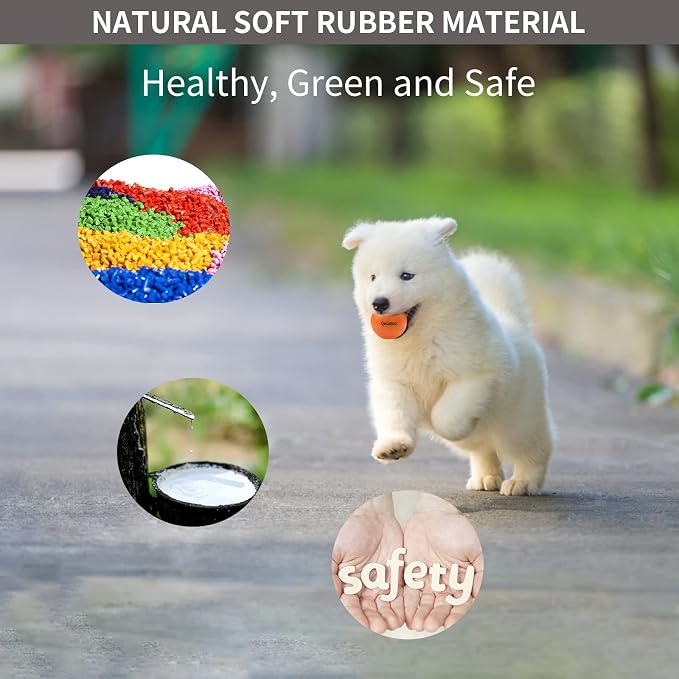 Dog Balls Indestructible, Solid Rubber Bouncy, Small Breed, Orange, 2in