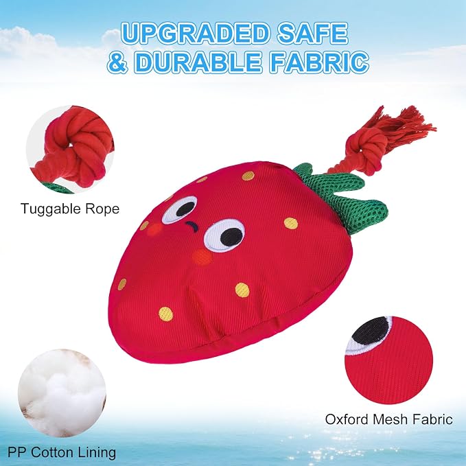 BEAUTYZOO Floating Dog Pool Toys, 2-Pack, Strawberry & Pineapple
