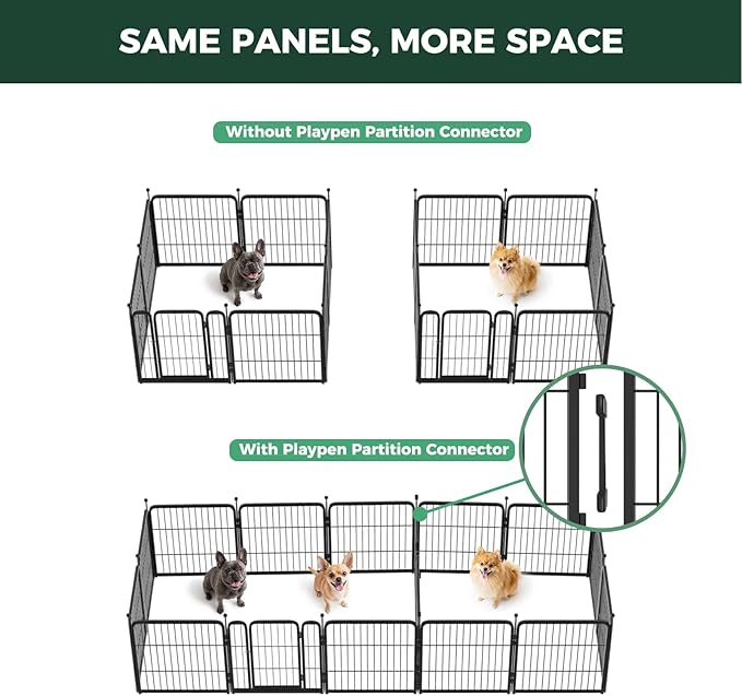 FXW Rollick Unleashed Dog Playpen, 24in, 16 Panels with Connectors, 2-Pack, Small/Puppy, Black