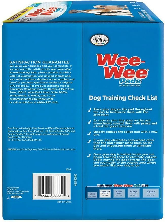 Four Paws Wee-Wee Pads for Dogs, 22x23 Inch, 200 Count, 2 Pack