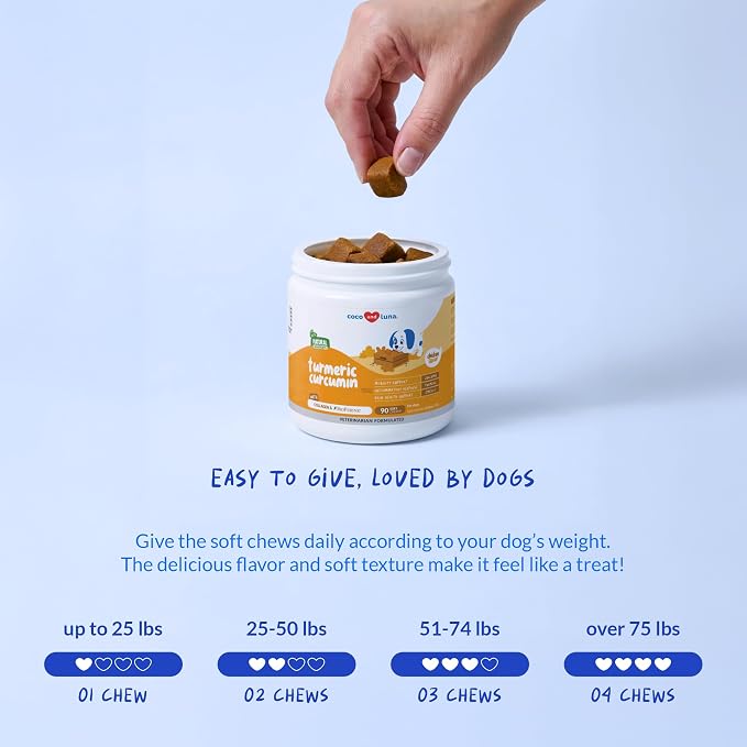 Turmeric for Dogs 90 Soft Chews - Joint, Anti-Inflammatory & Collagen