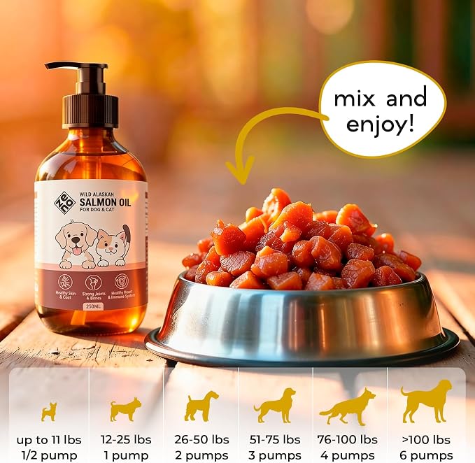 ZENO Wild Alaskan Salmon Oil for Dogs & Cats - Pure Fish Oil for Dogs with Omega 3, EPA & DHA Supplements for Skin & Coat, Joint and Brain Support, Heart & Immune System - 8.5 oz