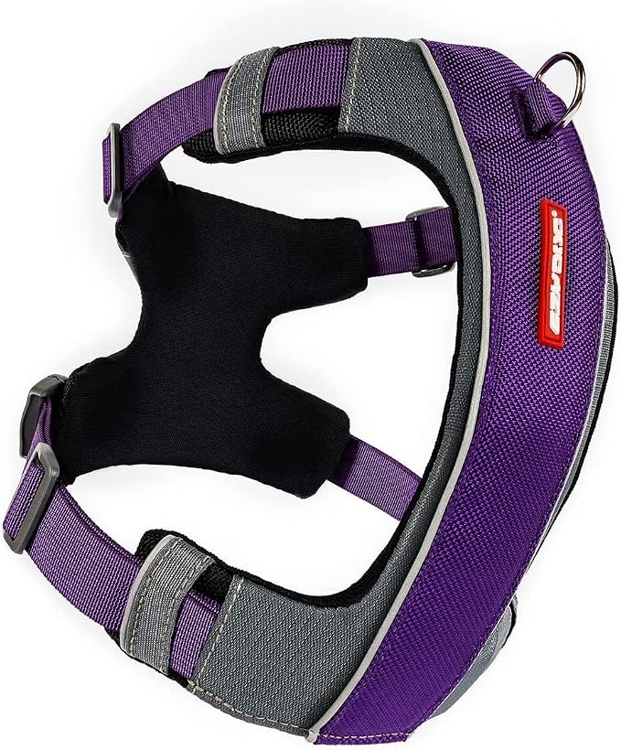 EzyDog X-Link Dog Harness, No Pull Design with Front D-Ring, X-Small Purple | Soft Padded Chest Panel, Adjustable, Fits Small or Large Dogs, Accessory Loop, 2 Leash Attachment Points, Reflective Trim,