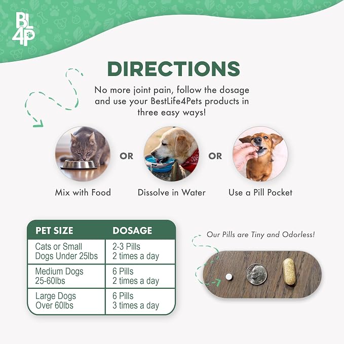 BestLife4Pets Walk-Easy Cat & Dog Pain Relief & Mobility Aid - 400 Pills