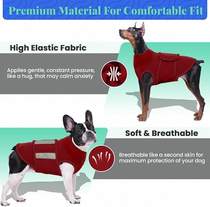 MIGOHI Dog Anxiety Relief Coat, Small, Small, Red