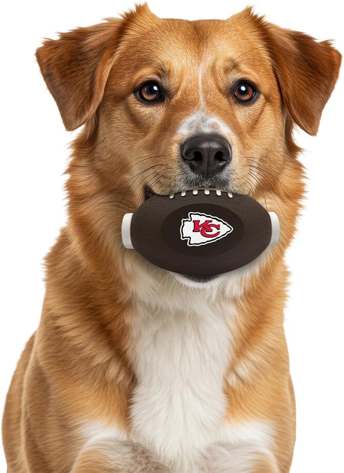 Pets First NFL Kansas City Chiefs Football Treat Dispensing Toy for Dogs, Cats - Interactive Fun, Natural Rubber Toy