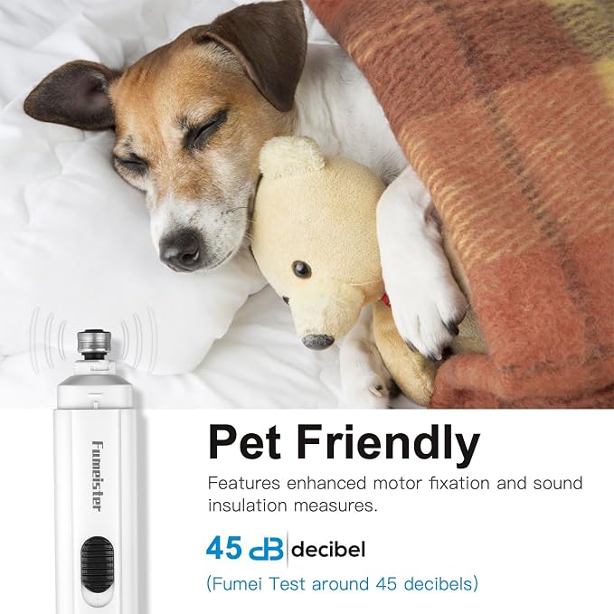 Pet Nail Grinder, Quiet 2-Speed Type-C Rechargeable - White