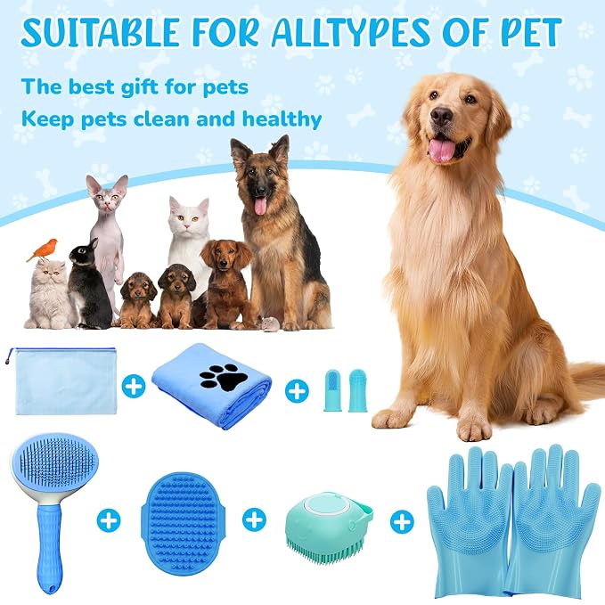 Dog Grooming Kit for Shedding, Small, Blue