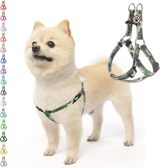 PUPTECK No Pull Dog Harness Small Sized Step-in Adjustable Puppy Vest | Soft Webbing Basic Halter with ID Tag for Outdoor Walking