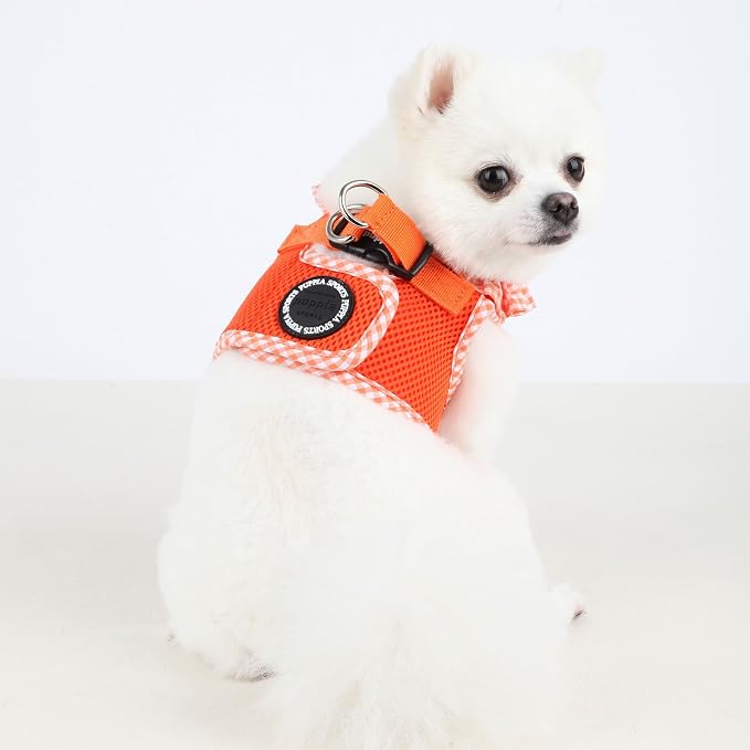 Puppia Vivien Vest Dog Harness Step-in All Season Mesh Cute No Pull No Choke Walking Training for Small Dog, Orange, Large