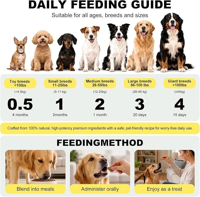 Dog Allergy Chews, Dog multivitamin Itching Skin Relief, Anti Itch,60 Chews