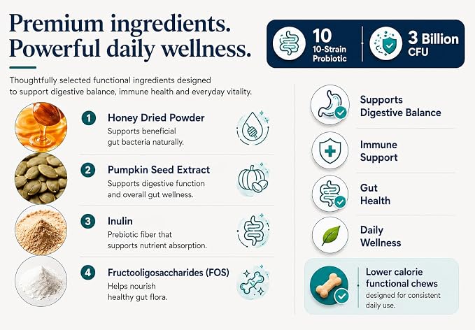 Probiotics for Dogs - Dog Probiotics Chews 10 Strain 3 Billion CFUs, Pre & Postbiotics for Gut Health - Supports Occasional Diarrhea, Immunity, Energy and Skin & Coat - Beef Flavor, 30 Chews