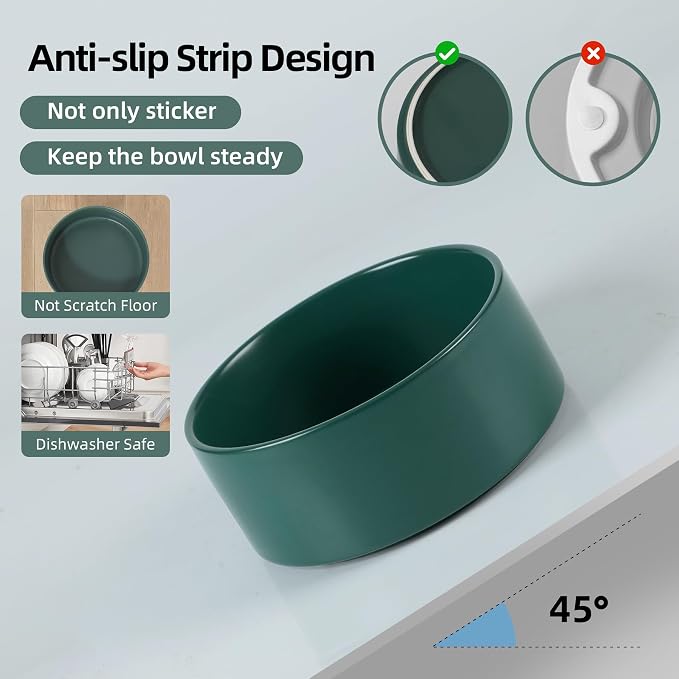 Havniva 8.3” Dog Bowls Elevated Ceramic Dog Food and Water Bowl Set, Double Raised Dog Water Bowl with Stand Non-Slip Rubber Base Large Capacity Feeding Pet Food Bowl for Large Dogs