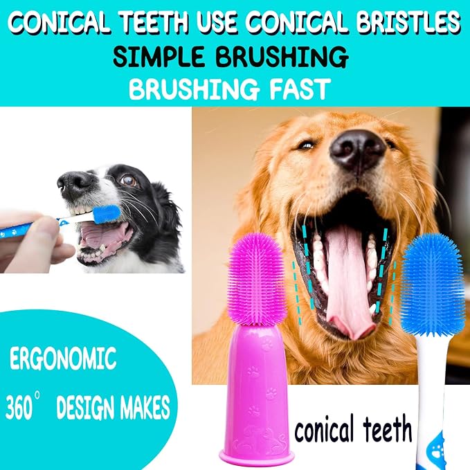 360 ° Dog Toothbrush Pet Toothbrush 360 ° Finger Toothbrush Medium and Large Dogs
