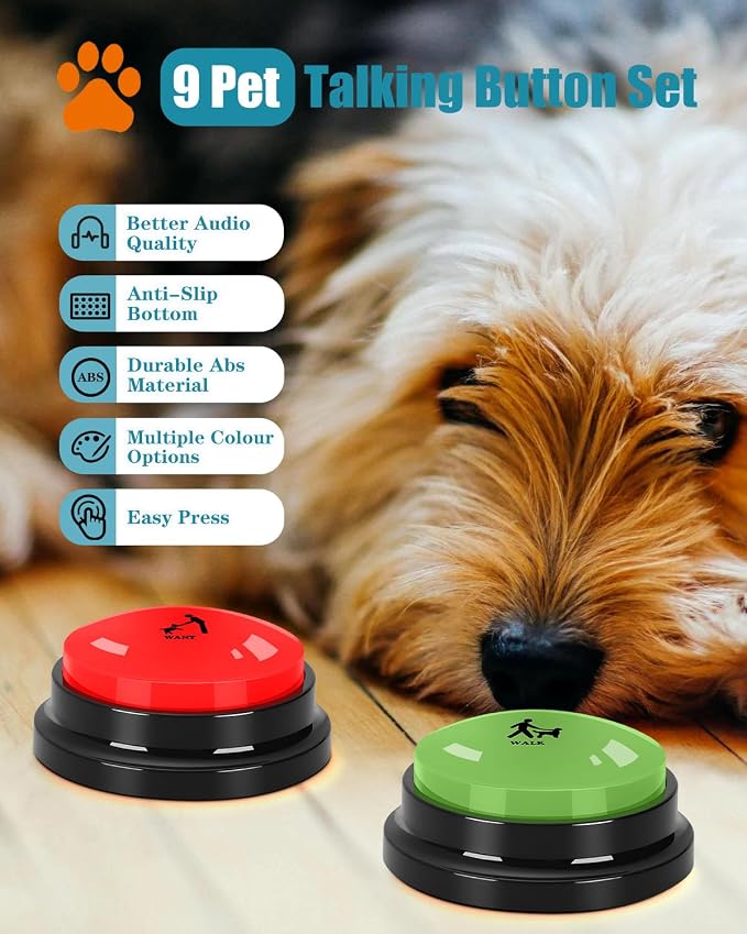Dog Buttons for Communication, 9 Pcs