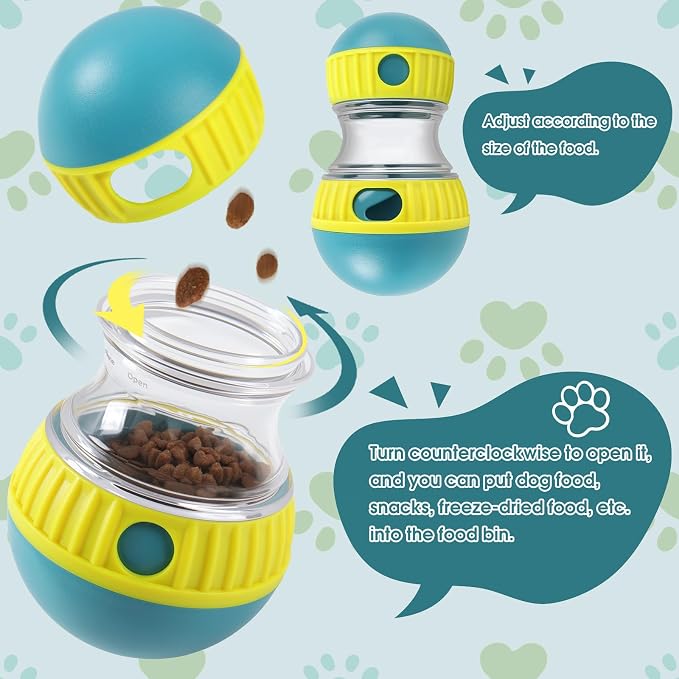 ETACCU Dog Puzzle Toy Adjustable Treat Dispensing Ball Slow Feeder Food | Dispenser Balls Puppy Enrichment Training Toy Pet Interactive Chase Toys for Small Medium Large Dogs Keep Busy